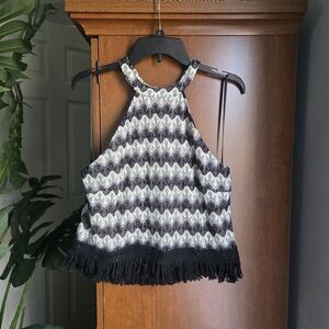 NWT Allison New York Sleeveless Top With Black, White, Neutral Pattern Womens L